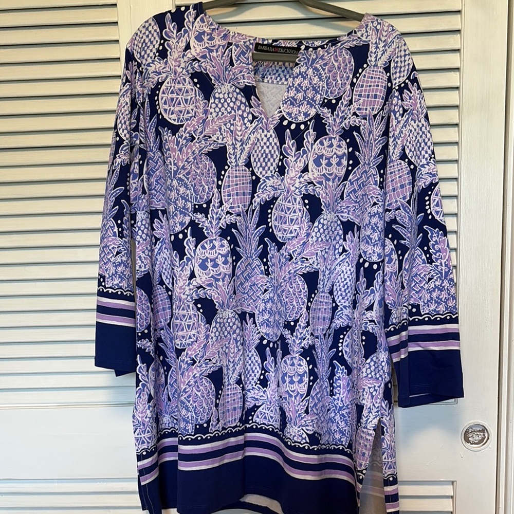 Women's Blue and Purple Tunic Top